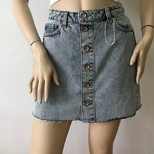 NEW ZARA Blue Washed Denim Front Button Skirt (Size XS)